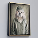 Kahverengi Çerçeveli Köpek Kafalı İnsan Kanvas Tablo