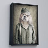 Kahverengi Çerçeveli Köpek Kafalı İnsan Kanvas Tablo
