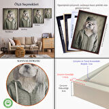 Kahverengi Çerçeveli Köpek Kafalı İnsan Kanvas Tablo