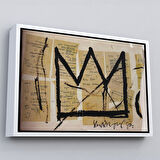 Beyaz Çerçeveli Jean Michel Basquiat Notlar ve Taç Eseri Kanvas Tablo