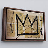 Beyaz Çerçeveli Jean Michel Basquiat Notlar ve Taç Eseri Kanvas Tablo