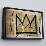 Beyaz Çerçeveli Jean Michel Basquiat Notlar ve Taç Eseri Kanvas Tablo