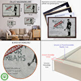 Altın Çerçeveli Bansky'nin Hayallerini Takip Et - İptal Edildi İsimli Eseri Kanvas Tablo