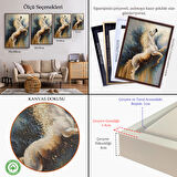 Altın Çerçeveli Modern Soyut At Tablosu