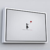 Siyah Çerçeveli Banksy Kırmızı Balonlu Kızın'ın Her Zaman Umut Vardır Yazılı Tablosu