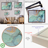 Altın Çerçeveli Mürekkep ve Alkol Elementleri ile Mermer Deseni Verilmiş Kanvas Tablo