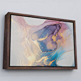 Siyah Çerçeveli Mürekkep ve Alkol Elementleri ile Mermer Deseni Verilmiş Kanvas Tablo