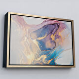 Siyah Çerçeveli Mürekkep ve Alkol Elementleri ile Mermer Deseni Verilmiş Kanvas Tablo