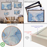 Kahverengi Çerçeveli Mürekkep ve Alkol Elementleri ile Mermer Deseni Verilmiş Kanvas Tablo