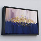 Altın Çerçeveli Mavi ve Gold'un Uyumu Modern Kanvas Tablo