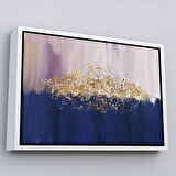 Altın Çerçeveli Mavi ve Gold'un Uyumu Modern Kanvas Tablo