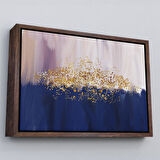 Altın Çerçeveli Mavi ve Gold'un Uyumu Modern Kanvas Tablo