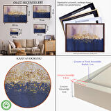 Altın Çerçeveli Mavi ve Gold'un Uyumu Modern Kanvas Tablo