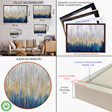 Beyaz Çerçeveli Mavi ve Gold'un Müthiş Uyumu Modern Kanvas Tablo