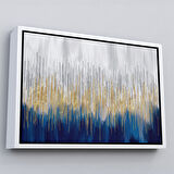 Beyaz Çerçeveli Mavi ve Gold'un Müthiş Uyumu Modern Kanvas Tablo