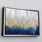 Beyaz Çerçeveli Mavi ve Gold'un Müthiş Uyumu Modern Kanvas Tablo