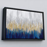 Beyaz Çerçeveli Mavi ve Gold'un Müthiş Uyumu Modern Kanvas Tablo