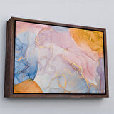 Altın Çerçeveli Mürekkep ve Alkol Elementleri ile Mermer Deseni Verilmiş Kanvas Tablo