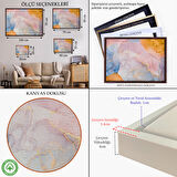 Altın Çerçeveli Mürekkep ve Alkol Elementleri ile Mermer Deseni Verilmiş Kanvas Tablo