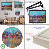 Altın Çerçeveli Renkli Akrilik Boyaların Akma Anı Kanvas Tablosu