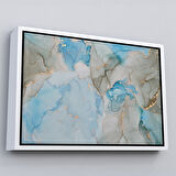 Siyah Çerçeveli Mürekkep ve Alkol Elementleri ile Mermer Deseni Verilmiş Kanvas Tablo