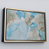 Siyah Çerçeveli Mürekkep ve Alkol Elementleri ile Mermer Deseni Verilmiş Kanvas Tablo