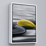 Siyah Çerçeveli Sudaki Soyut Taşlar Tablosu