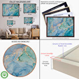 Kahverengi Çerçeveli Mürekkep ve Alkol Elementleri ile Mermer Deseni Verilmiş Kanvas Tablo