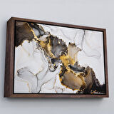 Beyaz Çerçeveli Mermer Desenli ve Altun Tozu Detaylı Soyut Modern Kanvas Tablo