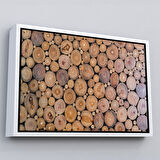 Beyaz Çerçeveli Odun Kütükler Kanvas Tablo