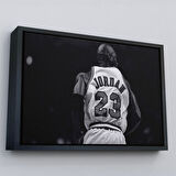 Beyaz Çerçeveli Michael Jordan Kanvas Tablo, Chicago Bulls