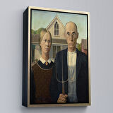 Beyaz Çerçeveli Amerikan Gotik Tarzı Kanvas Tablo