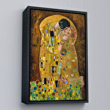 Kahverengi Çerçeveli Gustav Klimt'in The Kiss İsimli Eseri Kanvas Tablo