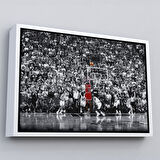 Altın Çerçeveli Michael Jordan Üçlük Şutu Kanvas Tablo
