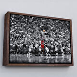 Altın Çerçeveli Michael Jordan Üçlük Şutu Kanvas Tablo