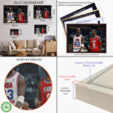 Kahverengi Çerçeveli Michael Jordan ve Kobe Bryant Kanvas Tablo