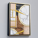 Altın Çerçeveli Modern Renkli Soyut Tablo