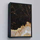 Beyaz Çerçeveli Mermer Desenli Dekoratif Kanvas Tablo