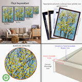 Siyah Çerçeveli Sarı Yapraklar Soyut Dekoratif Kanvas Tablo