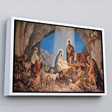 Kahverengi Çerçeveli İsanın Doğumu ve Meryem Kanvas Tablo