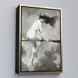 Altın Çerçeveli Albert Joseph Penot: Şabat İçin Süpürgeden Ayrılan Cadı (1910) Dekoratif Kanvas Duvar Tablosu