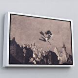 Altın Çerçeveli Süpürgedel Uçan Cadı, Dekoratif DuvarTablosu