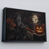 Altın Çerçeveli Perili Ev Cadılar Bayramı Dekoratif Duvar Tablosu