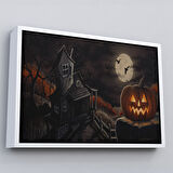 Altın Çerçeveli Perili Ev Cadılar Bayramı Dekoratif Duvar Tablosu