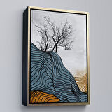 Altın Çerçeveli Modern Renkli Soyut Tablo