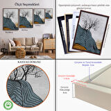 Altın Çerçeveli Modern Renkli Soyut Tablo