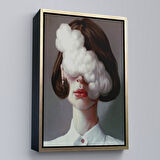 Kahverengi Çerçeveli Modern Gerçeküstü Kadın Sanatı Kanvas Tablo, Pop Art KanvasTablo Sanatı