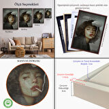 Siyah Çerçeveli Gerçeküstü Sanat Eserleri Bulut ve Duman Tuvalı Kanvas Tablo