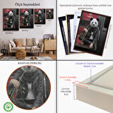 Siyah Çerçeveli Gerçek Metroda Panda Başlı İnsan Kanvas Tablo