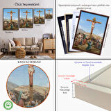 Altın Çerçeveli İsa'nın Çarmıha Gerilmesi Kanvas Tablo